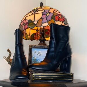 a new day Glossy Black Ankle Booties